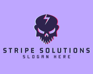 Glitch Lightning Skull logo design