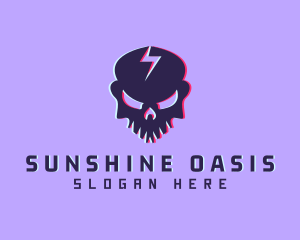 Glitch Lightning Skull logo design