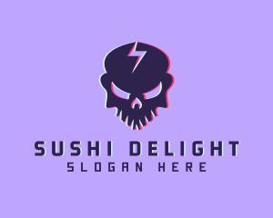 Glitch Lightning Skull logo design