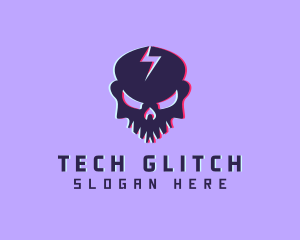 Glitch - Glitch Lightning Skull logo design