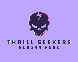 Glitch Lightning Skull logo design