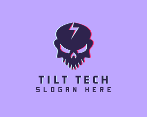 Glitch Lightning Skull logo design