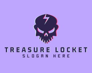 Glitch Lightning Skull logo design