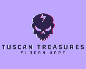 Glitch Lightning Skull logo design