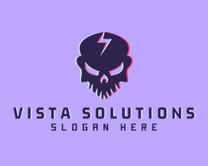 Glitch Lightning Skull logo design