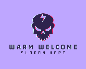 Glitch Lightning Skull logo design