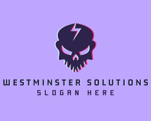 Glitch Lightning Skull logo design