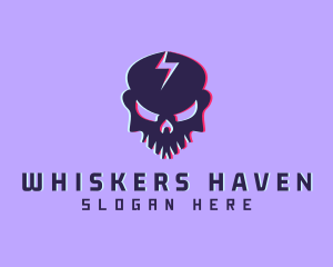 Glitch Lightning Skull logo design