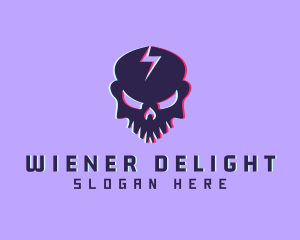 Glitch Lightning Skull logo design