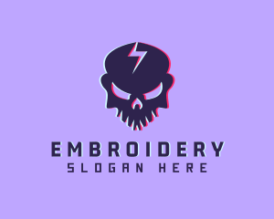 Glitch Lightning Skull logo design