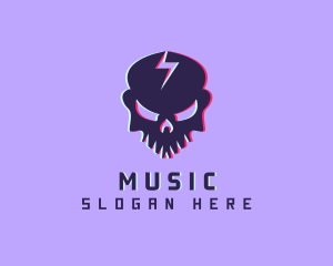 Cyberpunk - Glitch Lightning Skull logo design