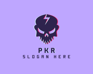 Glitch Lightning Skull logo design