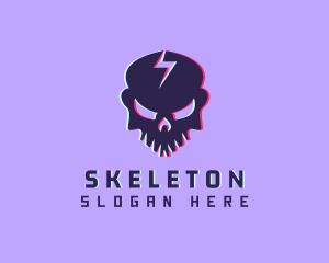 Glitch Lightning Skull logo design