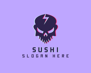 Glitch Lightning Skull logo design