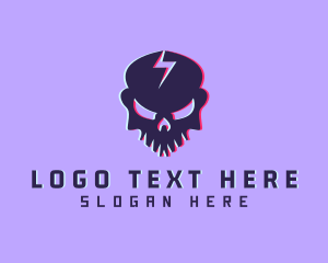 Glitch Lightning Skull Logo