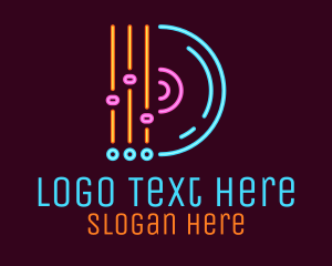 Turntable - Neon Equalizer & Vynil logo design