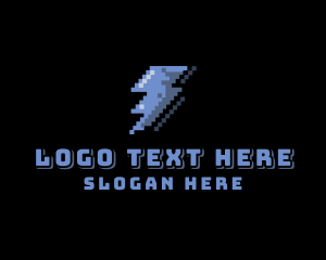 8bit - Pixelated Lightning Arcade logo design