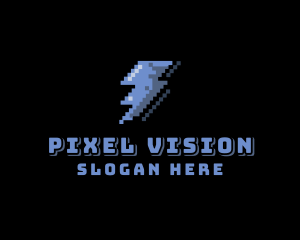 Pixelated Lightning Arcade logo design