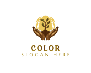 Vegan - Hand Sprout Planting logo design