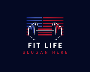 Flag Barbell Fitness Gym logo design