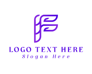 Futuristic - Leaf Letter F logo design