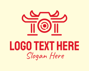 Travel Vlogger - Temple Camera Lens logo design