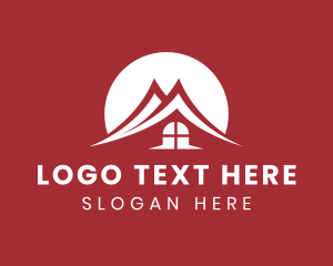 Roofing - Mountain Sunset House Roof logo design