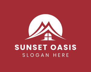 Mountain Sunset House Roof logo design