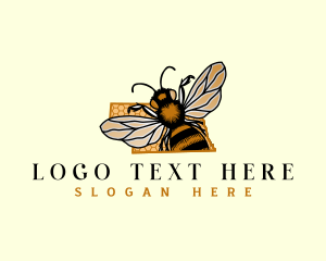 Chimney Rock - Honeybee Nebraska Insect logo design