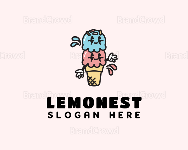 Sweet Ice Cream Cartoon Logo