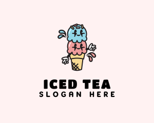 Sweet Ice Cream Cartoon logo design