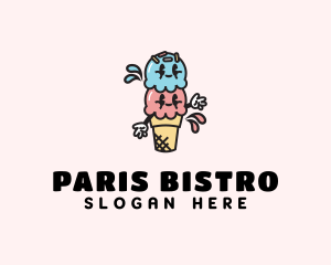 Sweet Ice Cream Cartoon logo design