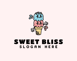 Sweet Ice Cream Cartoon logo design