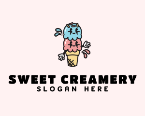 Sweet Ice Cream Cartoon logo design