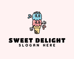 Sweet Ice Cream Cartoon logo design