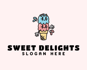 Sweet Ice Cream Cartoon logo design