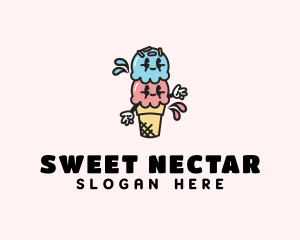 Sweet Ice Cream Cartoon logo design