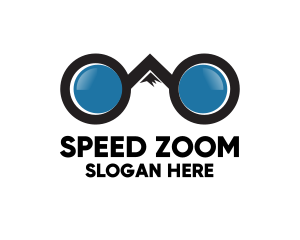 Zoom - Mountain Binocular Lens logo design