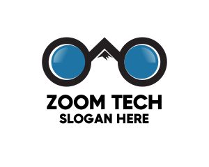 Zoom - Mountain Binocular Lens logo design