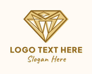 Precious Stone - Golden Diamond Gem logo design
