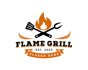 Flame Grill BBQ logo design