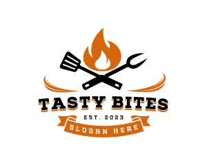 Lunch - Flame Grill BBQ logo design