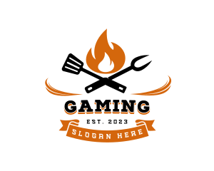 Spatula - Flame Grill BBQ logo design