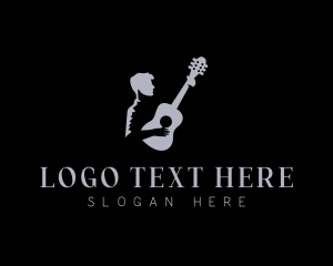 Silhouette - Performer Guitar Musician logo design