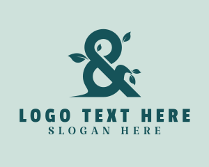 Lettering - Leaf Ampersand Symbol logo design