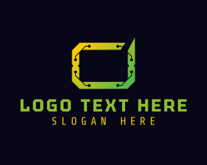 Tech - Digital Circuit Letter O logo design