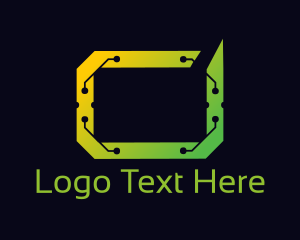 Wireframe - Digital Circuit Letter O logo design