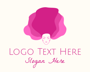 Pink Hair - Pink Beautiful Woman logo design