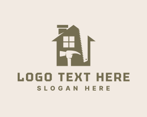 Wood Saw - Repair Construction Tools logo design