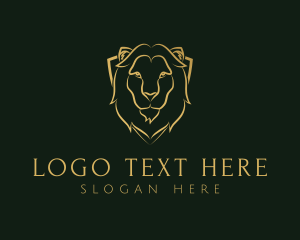 Golden - Gold Lion Shield logo design